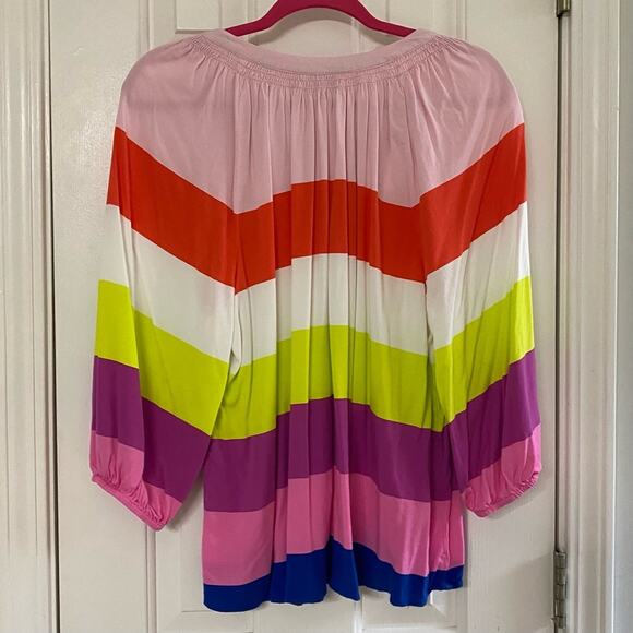 CROWN & IVY • Striped Bright Colorful Rainbow Bright Blouse Top - Picture 6 of 6